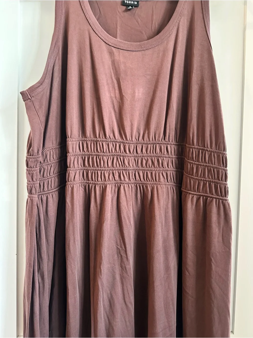 torrid Mauve-Brown Sleeveless Smocked-Waist Maxi Dress - Picture 2 of 4
